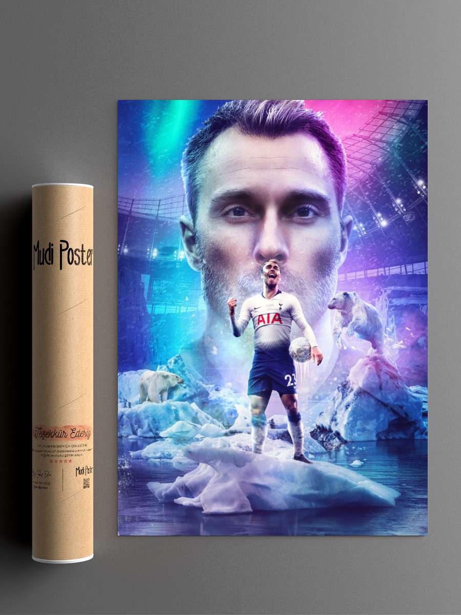 Christian Eriksen Futbol Poster Çerçevesiz Yüksek Kalite Futbolcu Duvar Poster
