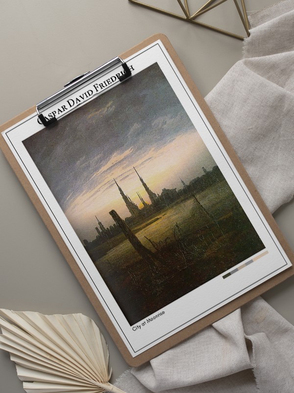 Caspar David Friedrich City at Moonrise Poster