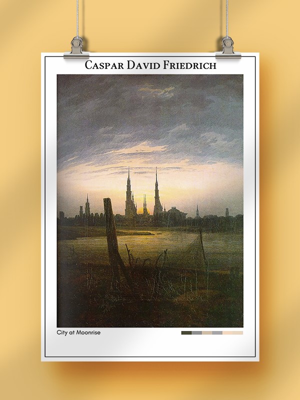 Caspar David Friedrich City at Moonrise Poster