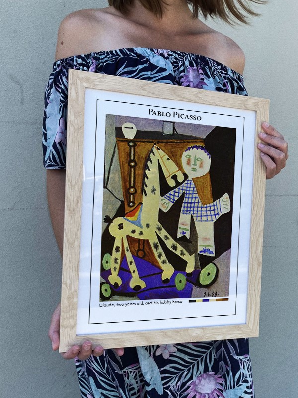 Pablo Picasso Claude, two years old, and his hobby horse Poster