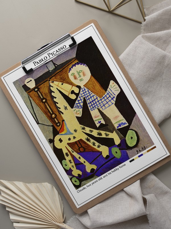 Pablo Picasso Claude, two years old, and his hobby horse Poster