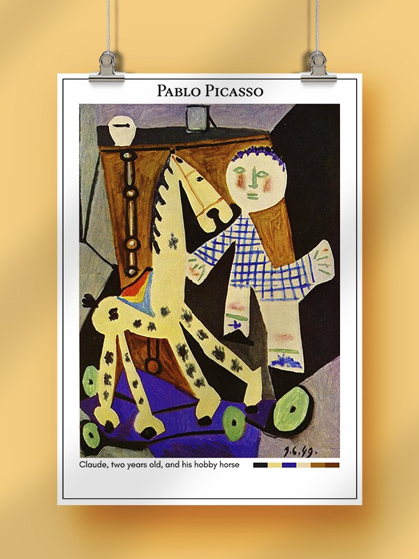Pablo Picasso Claude, two years old, and his hobby horse Poster