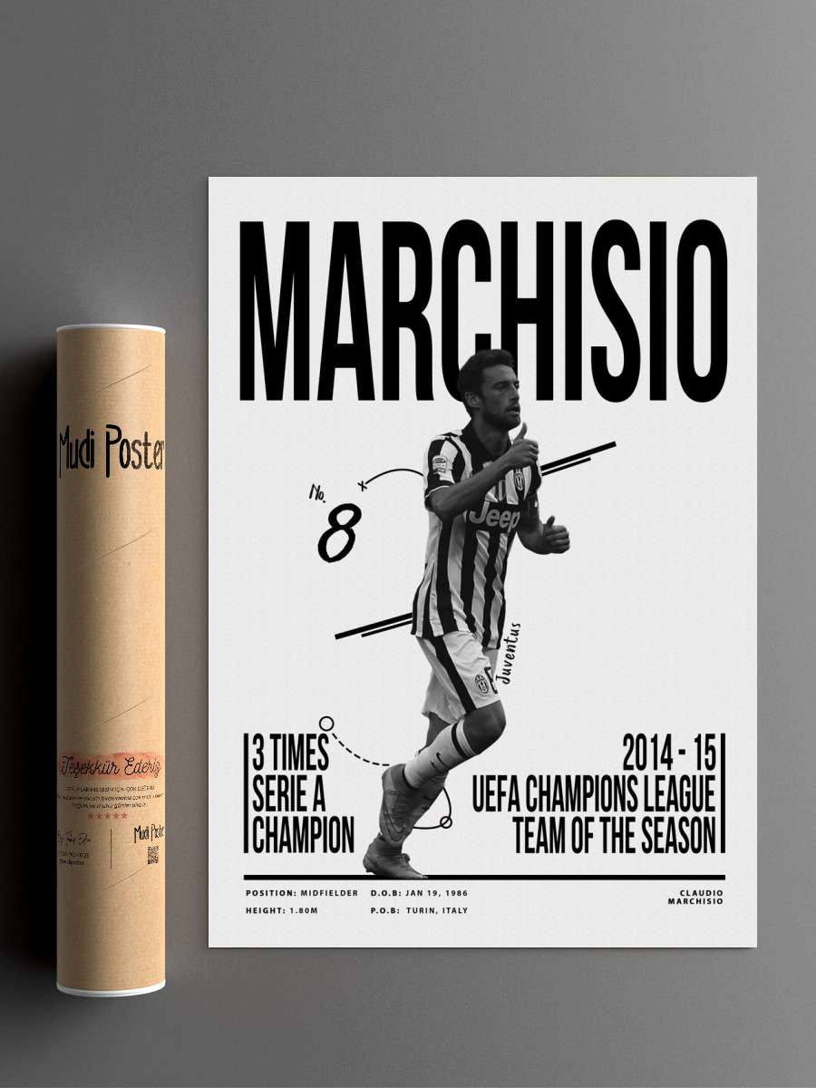 Claudio Marchisio 8 Futbol Poster Çerçevesiz Yüksek Kalite Futbolcu Duvar Poster