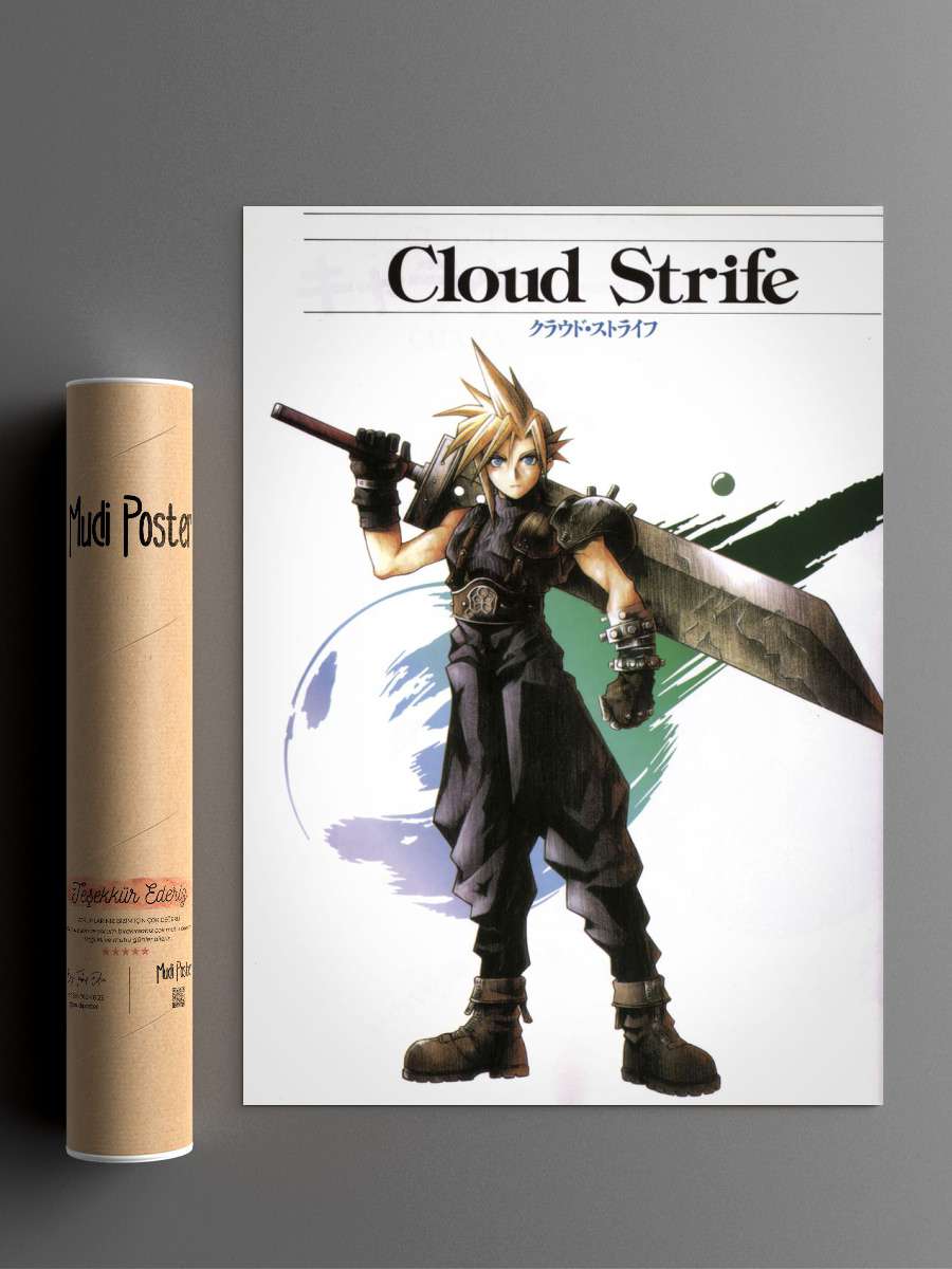 Cloud Strife Anime Poster Çerçevesiz Yüksek Kalite Anime Duvar Poster