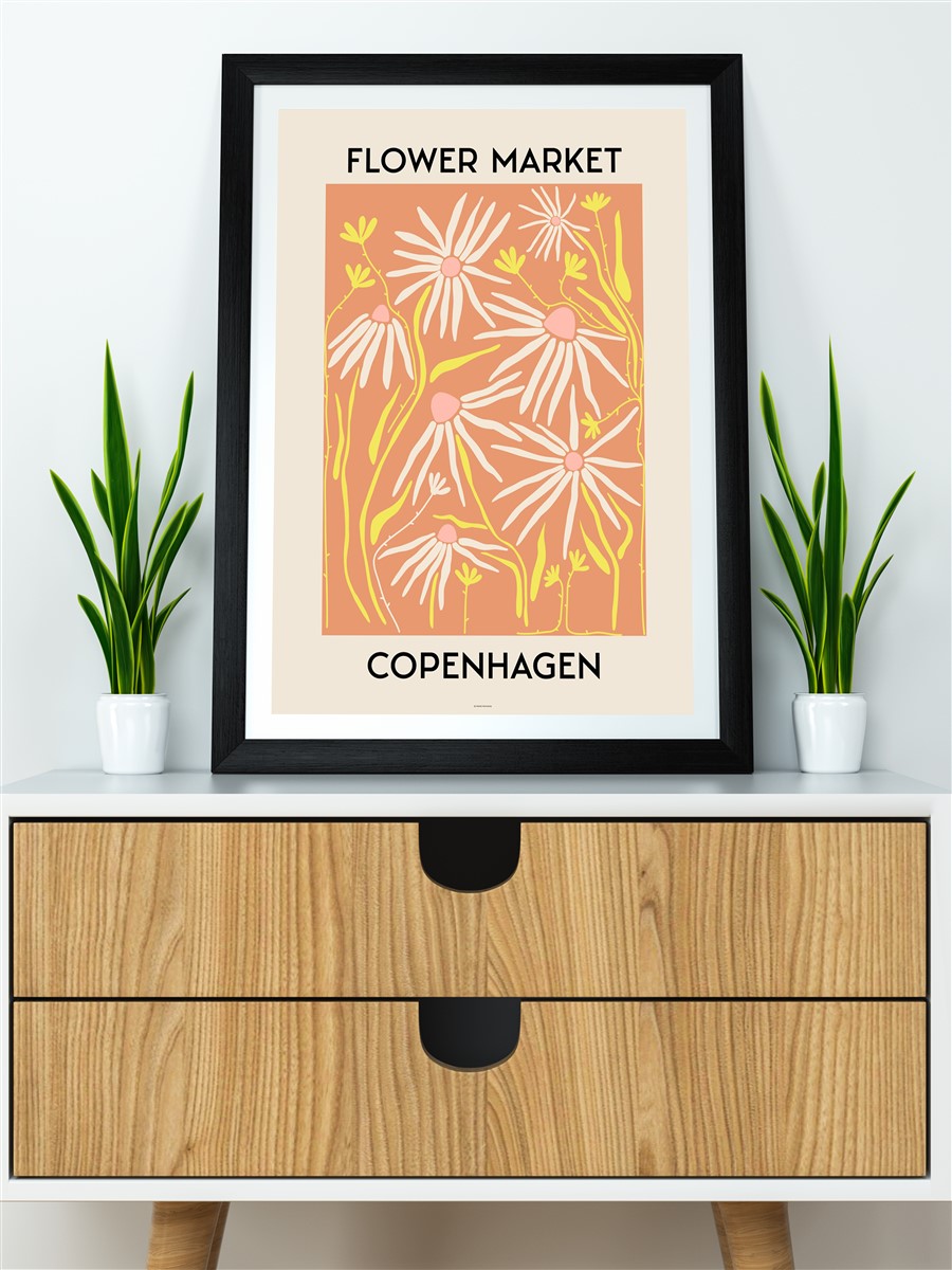 Copenhagen Soyut Çiçek Modern Poster Çerçevesiz Duvar Tablosu Sanatsal Poster