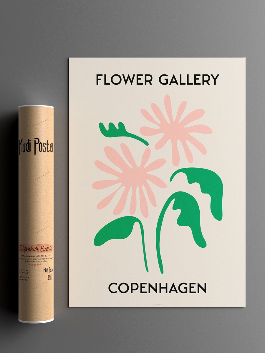 Copenhagen Soyut Çiçek Modern Poster Çerçevesiz Duvar Tablosu Sanatsal Poster