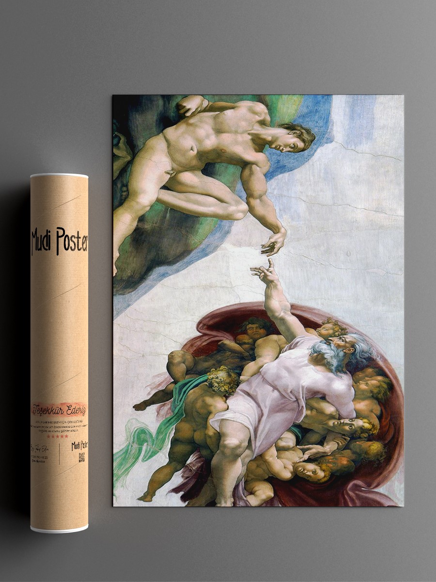 Creation of Adam Tablo Sanatsal Ünlü Ressam Poster Çerçevesiz Yüksek Kalite Poster