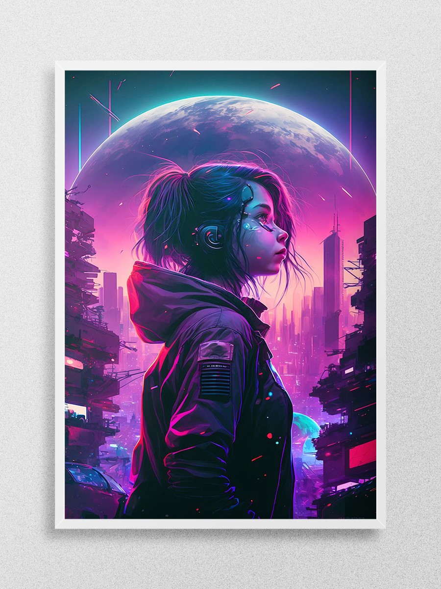 Cyberpunk Steampunk Neon Anime Poster Çerçevesiz Yüksek Kalite Anime Duvar Poster