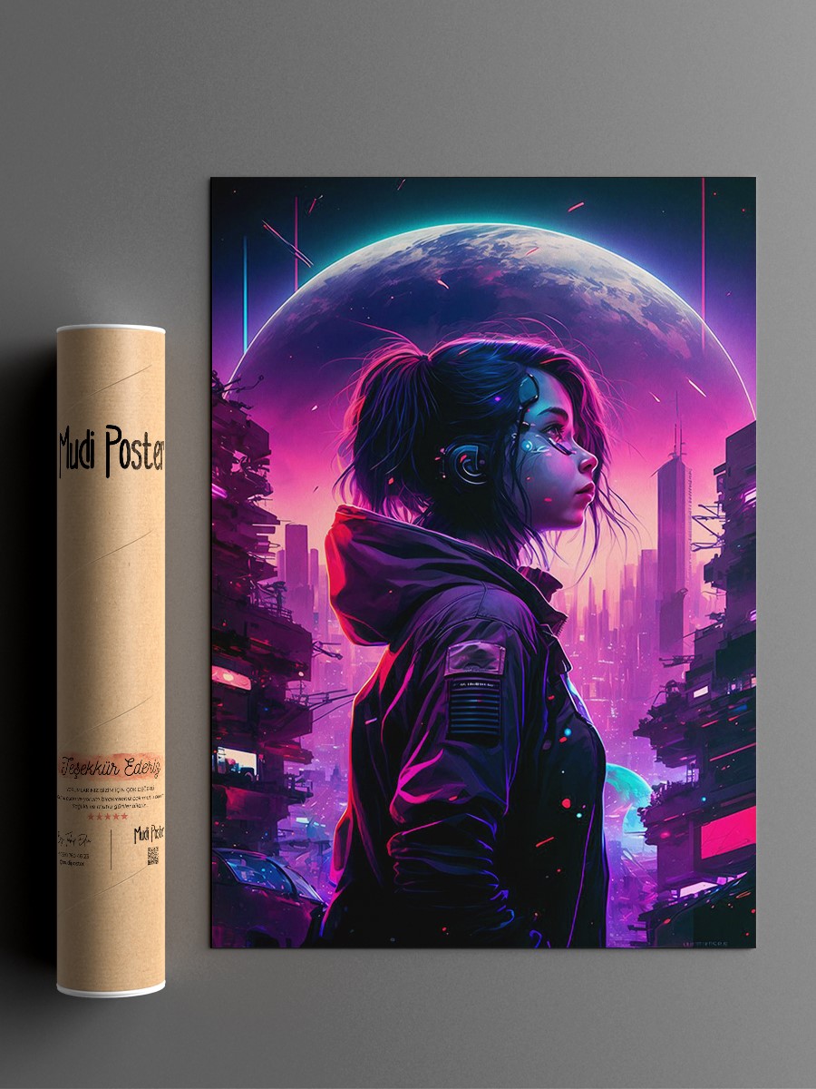 Cyberpunk Steampunk Neon Anime Poster Çerçevesiz Yüksek Kalite Anime Duvar Poster