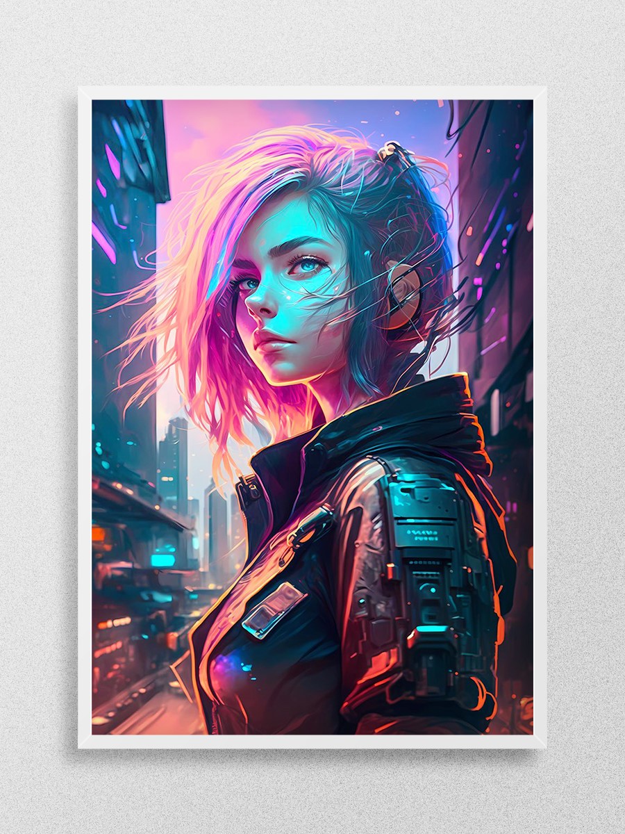 Cyberpunk Steampunk Neon Anime Poster Çerçevesiz Yüksek Kalite Anime Duvar Poster