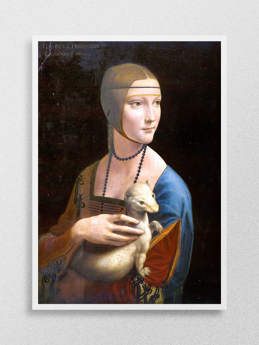 Da Vinci Lady with Ermine Tablo Sanatsal Ünlü Ressam Poster Çerçevesiz Yüksek Kalite Poster