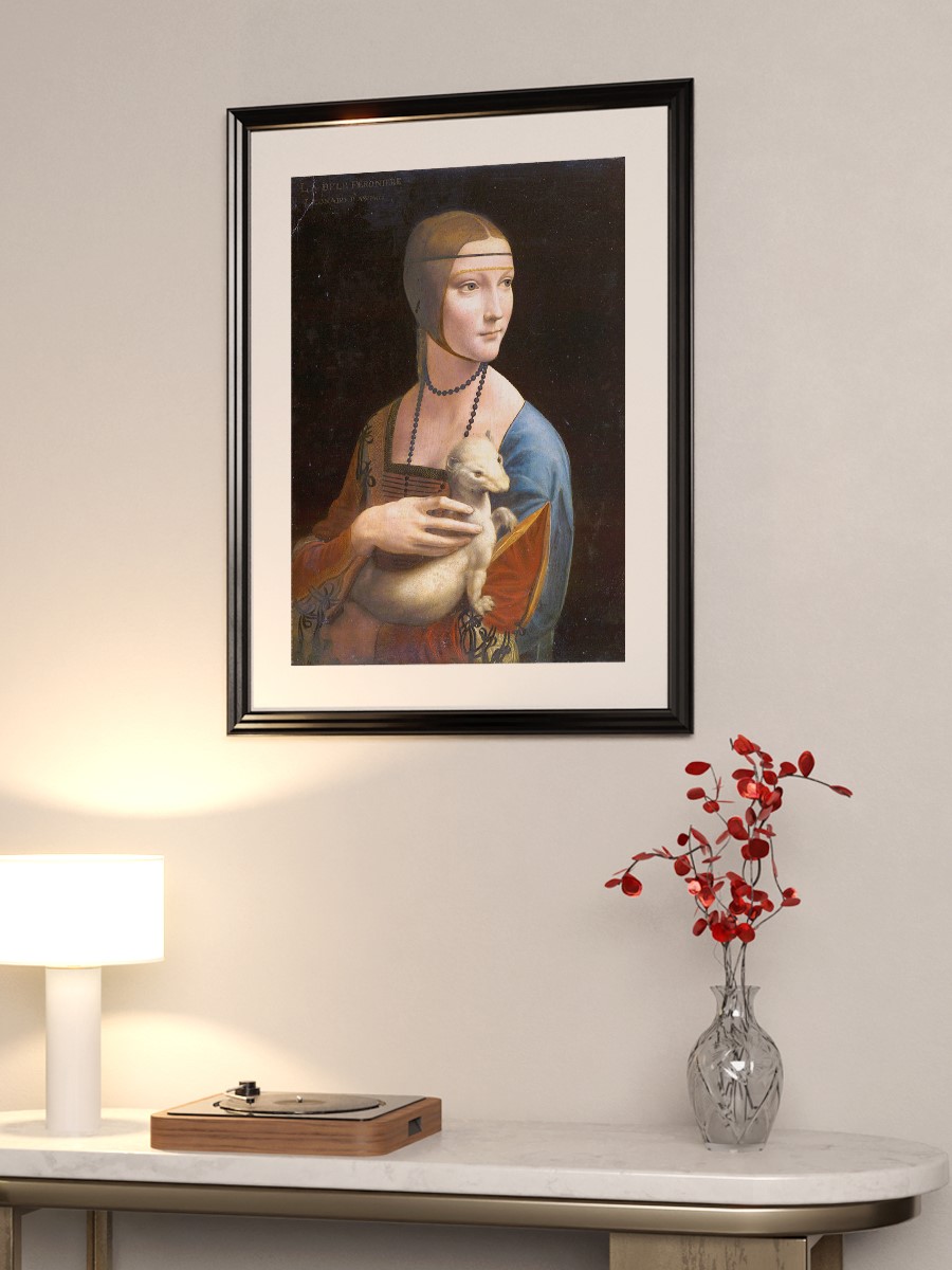 Da Vinci Lady with Ermine Tablo Sanatsal Ünlü Ressam Poster Çerçevesiz Yüksek Kalite Poster