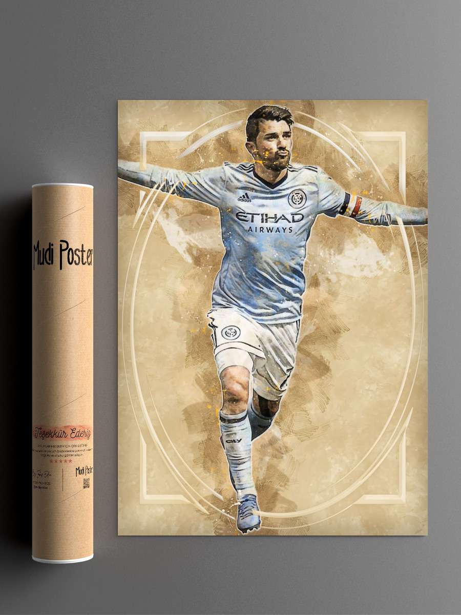 David Villa Futbol Poster Çerçevesiz Yüksek Kalite Futbolcu Duvar Poster