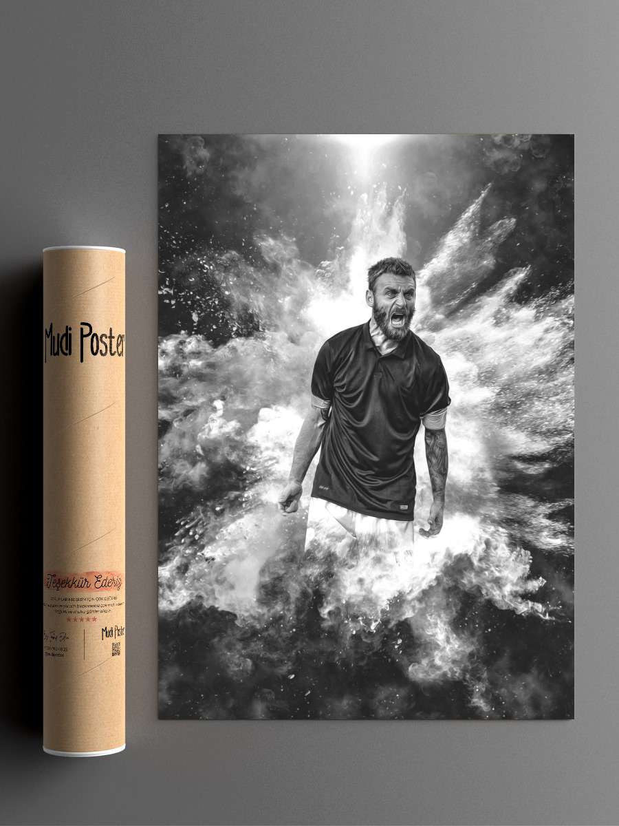 De Rossi Illustration Futbol Poster Çerçevesiz Yüksek Kalite Futbolcu Duvar Poster
