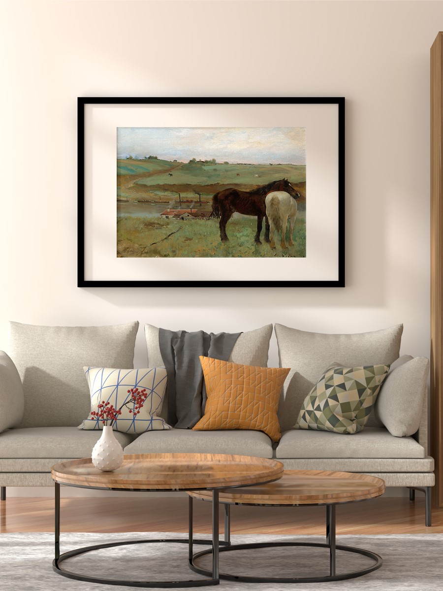 Degas Horses in a Meadow Tablo Sanatsal Ünlü Ressam Poster Çerçevesiz Yüksek Kalite Poster