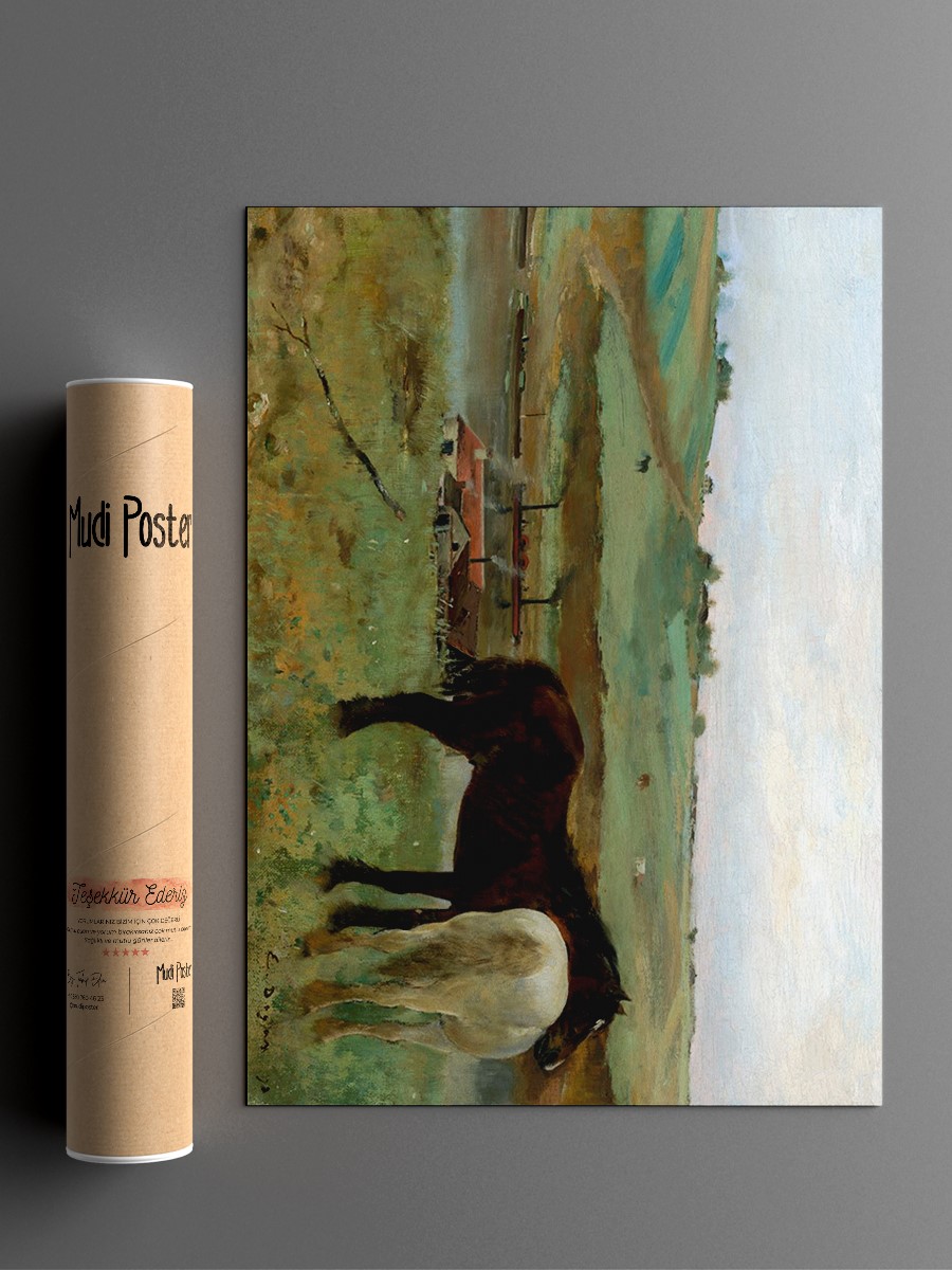 Degas Horses in a Meadow Tablo Sanatsal Ünlü Ressam Poster Çerçevesiz Yüksek Kalite Poster