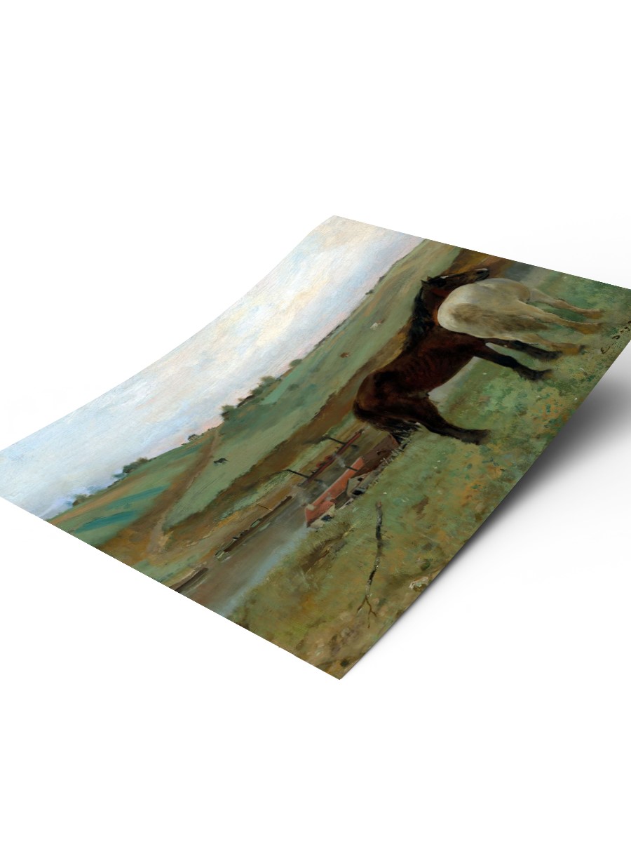 Degas Horses in a Meadow Tablo Sanatsal Ünlü Ressam Poster Çerçevesiz Yüksek Kalite Poster