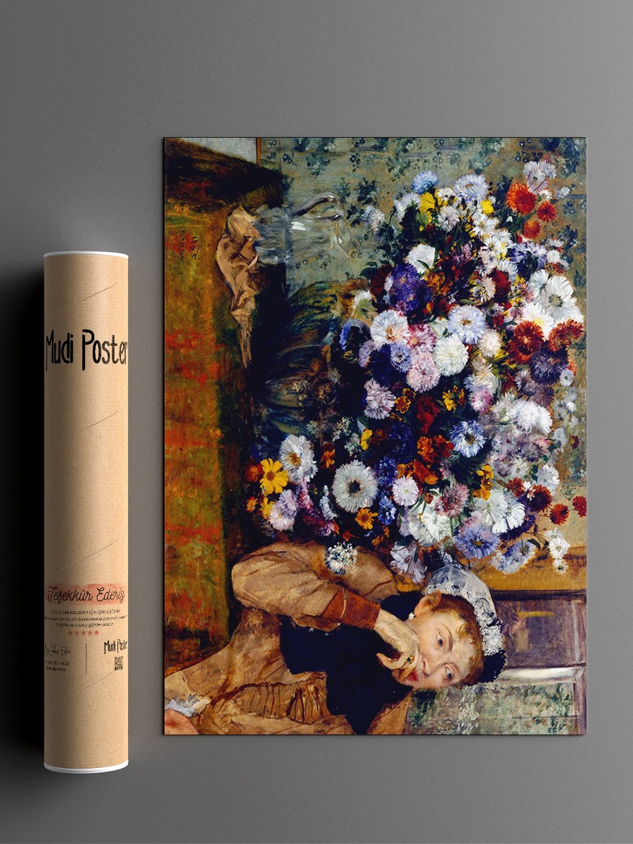 Degas Woman beside Flowers Tablo Sanatsal Ünlü Ressam Poster Çerçevesiz Yüksek Kalite Poster