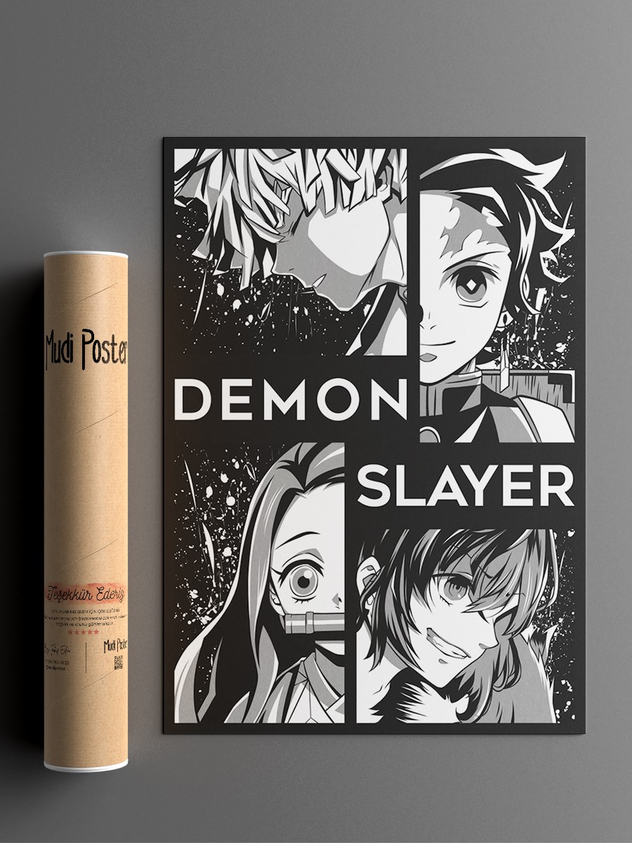Demon Slayer characters Anime Poster Çerçevesiz Yüksek Kalite Anime Duvar Poster