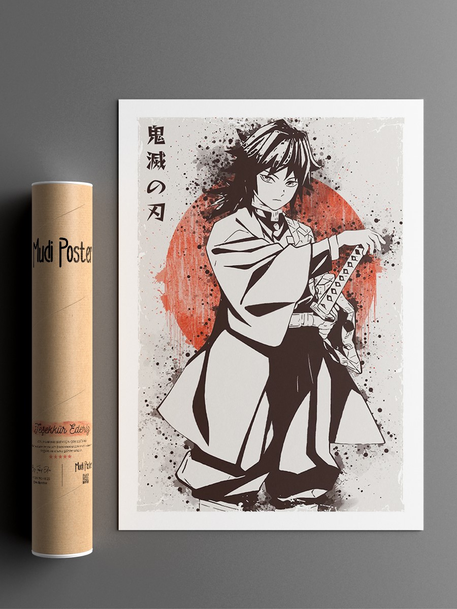 Demon Slayer Giyu Tomioka Anime Poster Çerçevesiz Yüksek Kalite Anime Duvar Poster