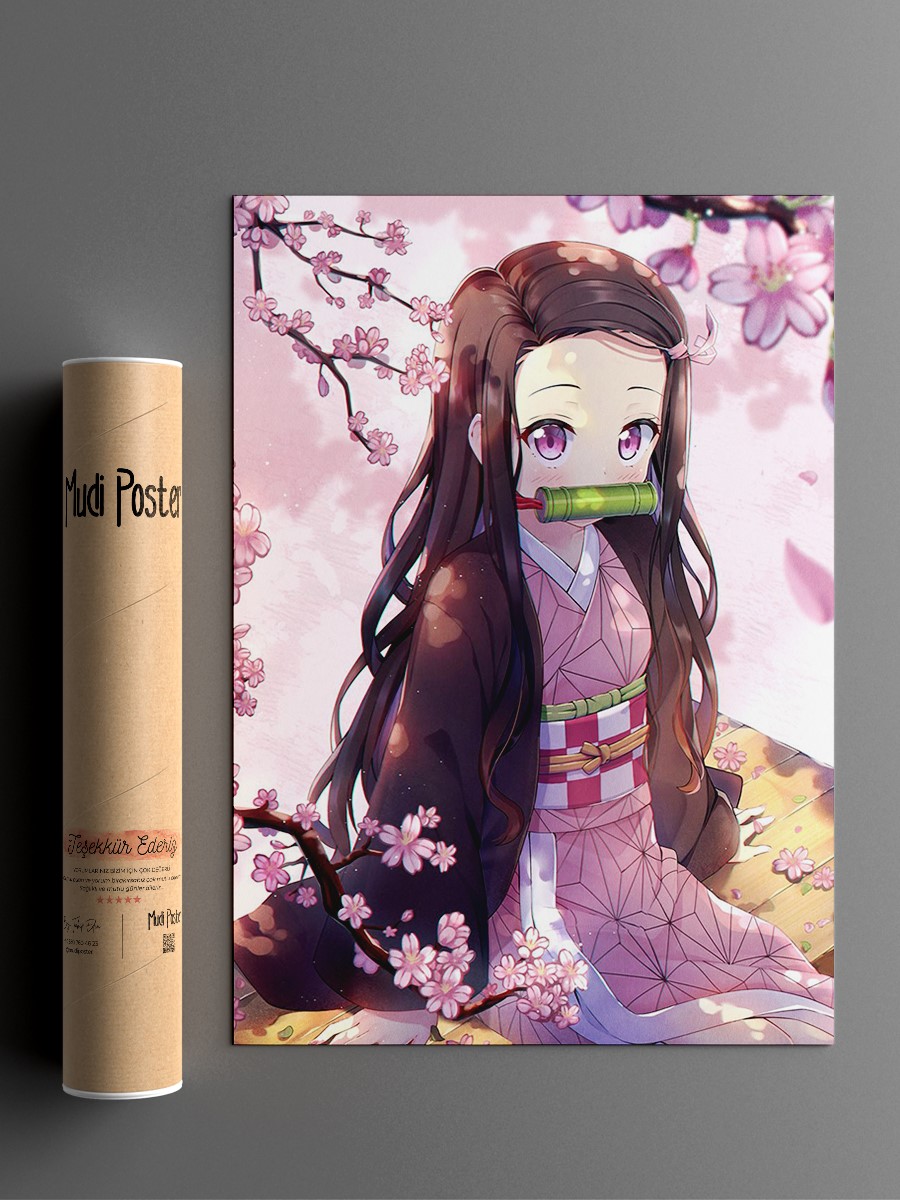 Demon Slayer Nezuko Kamado Anime Poster Çerçevesiz Yüksek Kalite Anime Duvar Poster