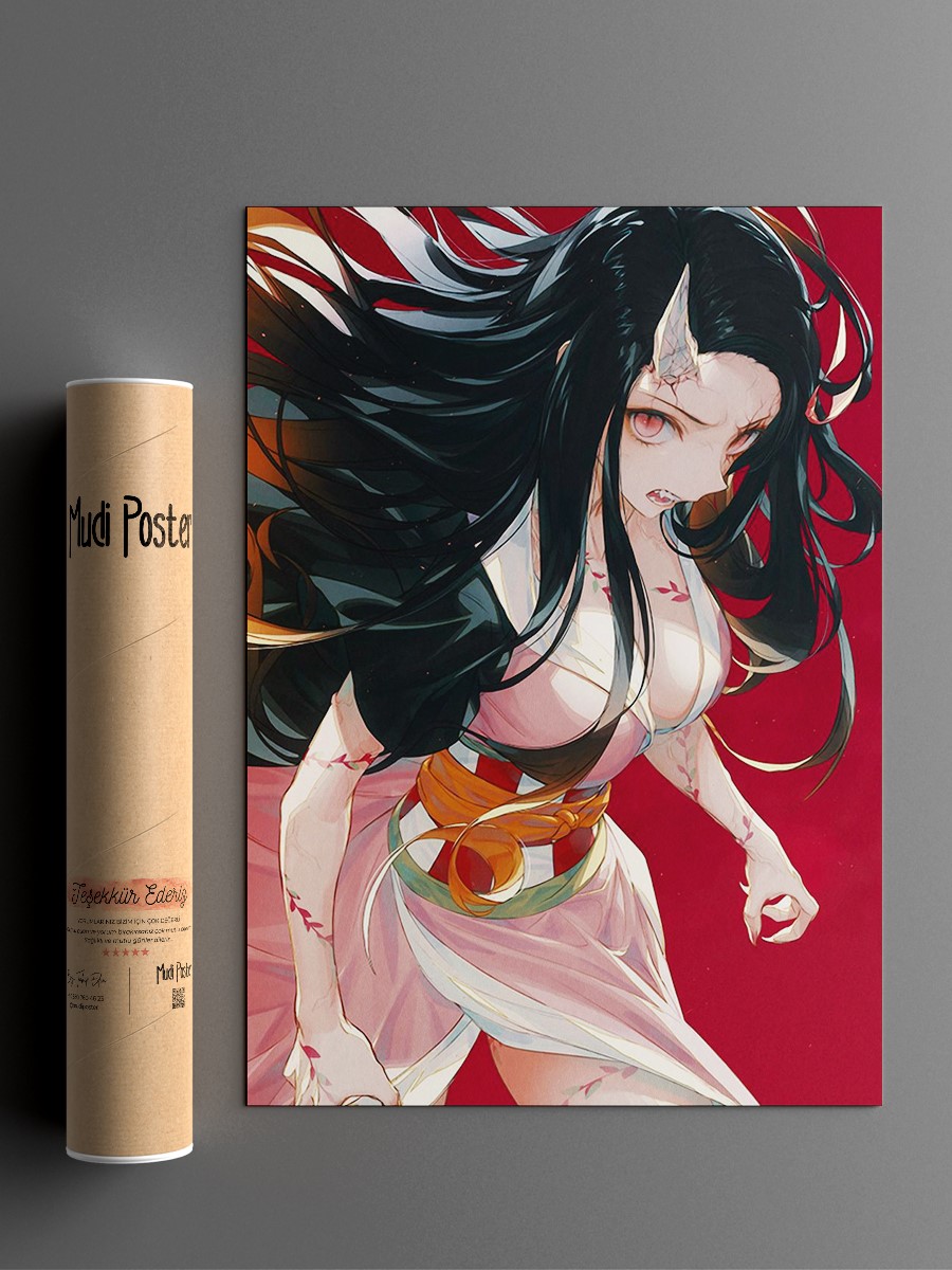 Demon Slayer Nezuko Kamado Anime Poster Çerçevesiz Yüksek Kalite Anime Duvar Poster