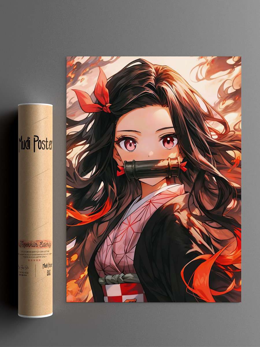 Demon Slayer Nezuko Anime Poster Çerçevesiz Yüksek Kalite Anime Duvar Poster