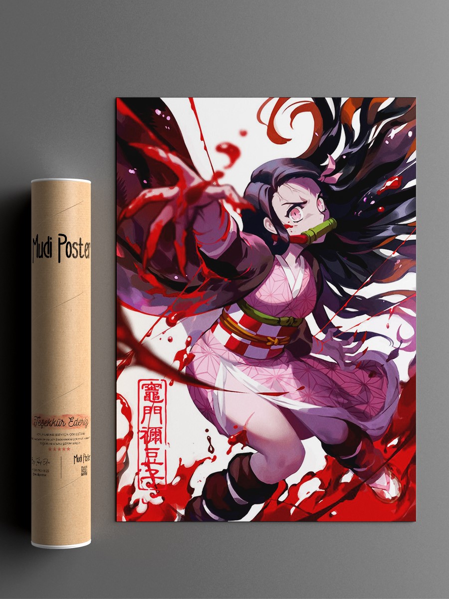 Demon Slayer Nezuko Anime Poster Çerçevesiz Yüksek Kalite Anime Duvar Poster