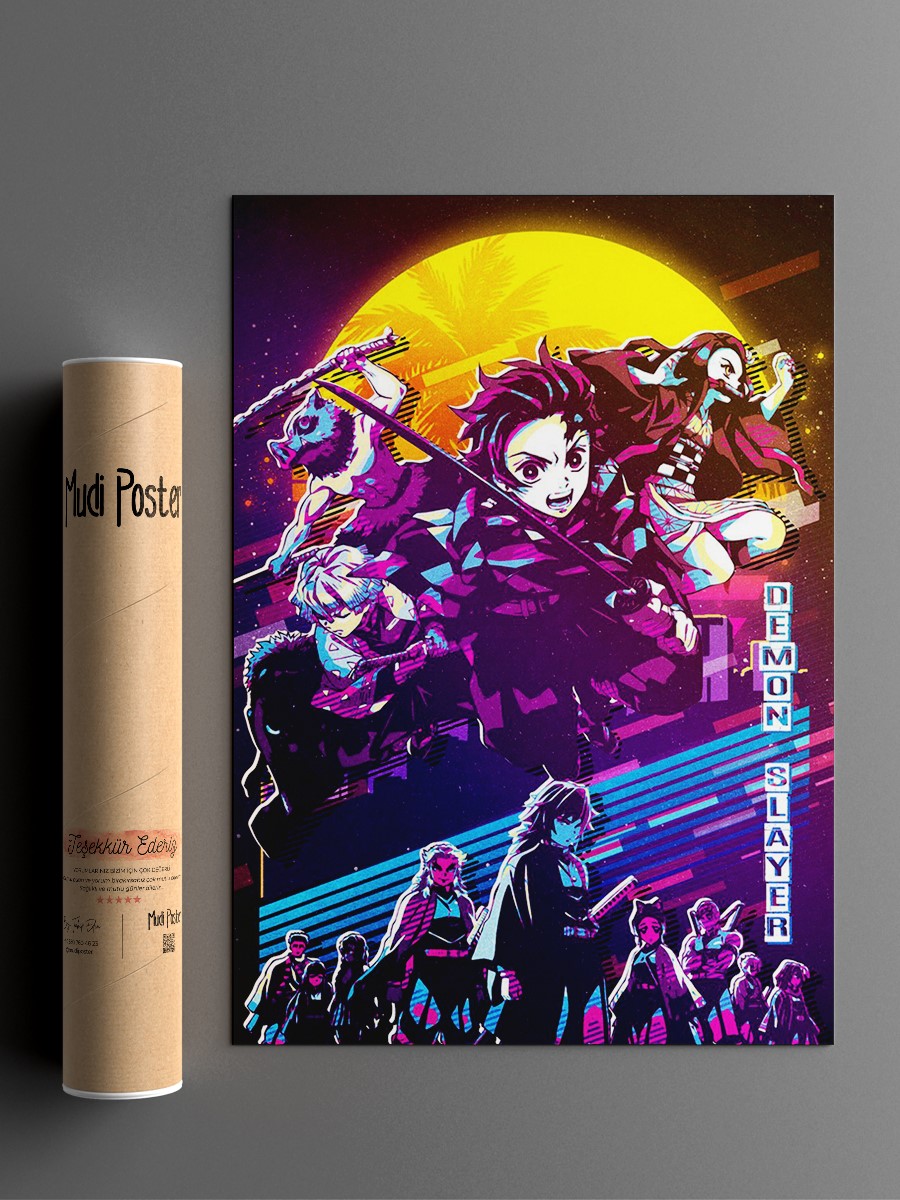 demon slayer no border Anime Poster Çerçevesiz Yüksek Kalite Anime Duvar Poster