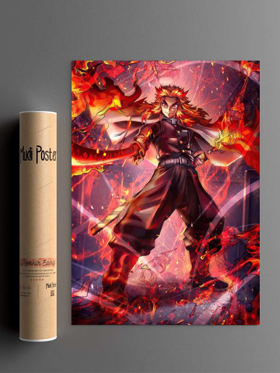 Demon Slayer Rengoku Anime Poster Çerçevesiz Yüksek Kalite Anime Duvar Poster