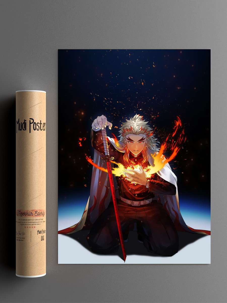 Demon Slayer Rengoku Anime Poster Çerçevesiz Yüksek Kalite Anime Duvar Poster