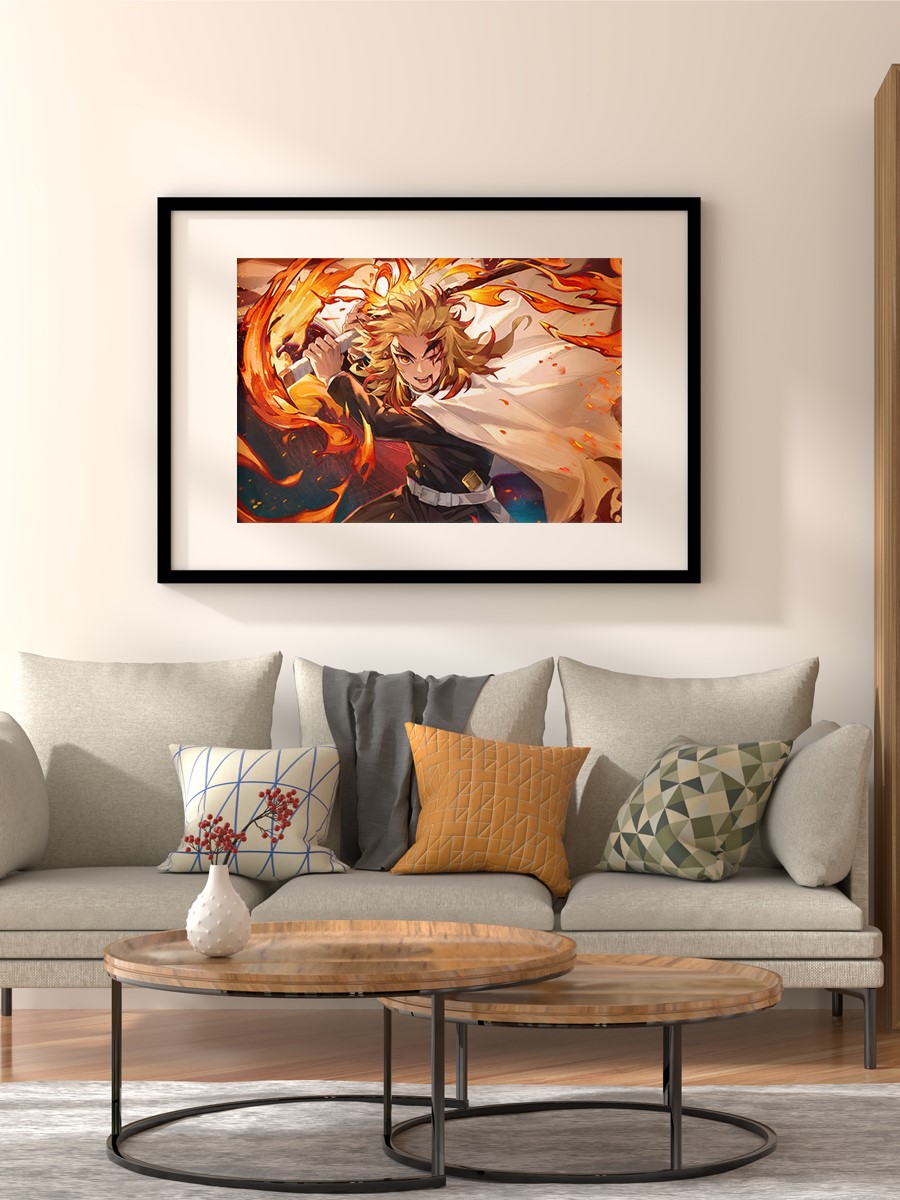 Demon Slayer Rengoku Anime Poster Çerçevesiz Yüksek Kalite Anime Duvar Poster