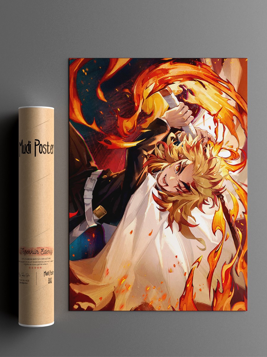 Demon Slayer Rengoku Anime Poster Çerçevesiz Yüksek Kalite Anime Duvar Poster