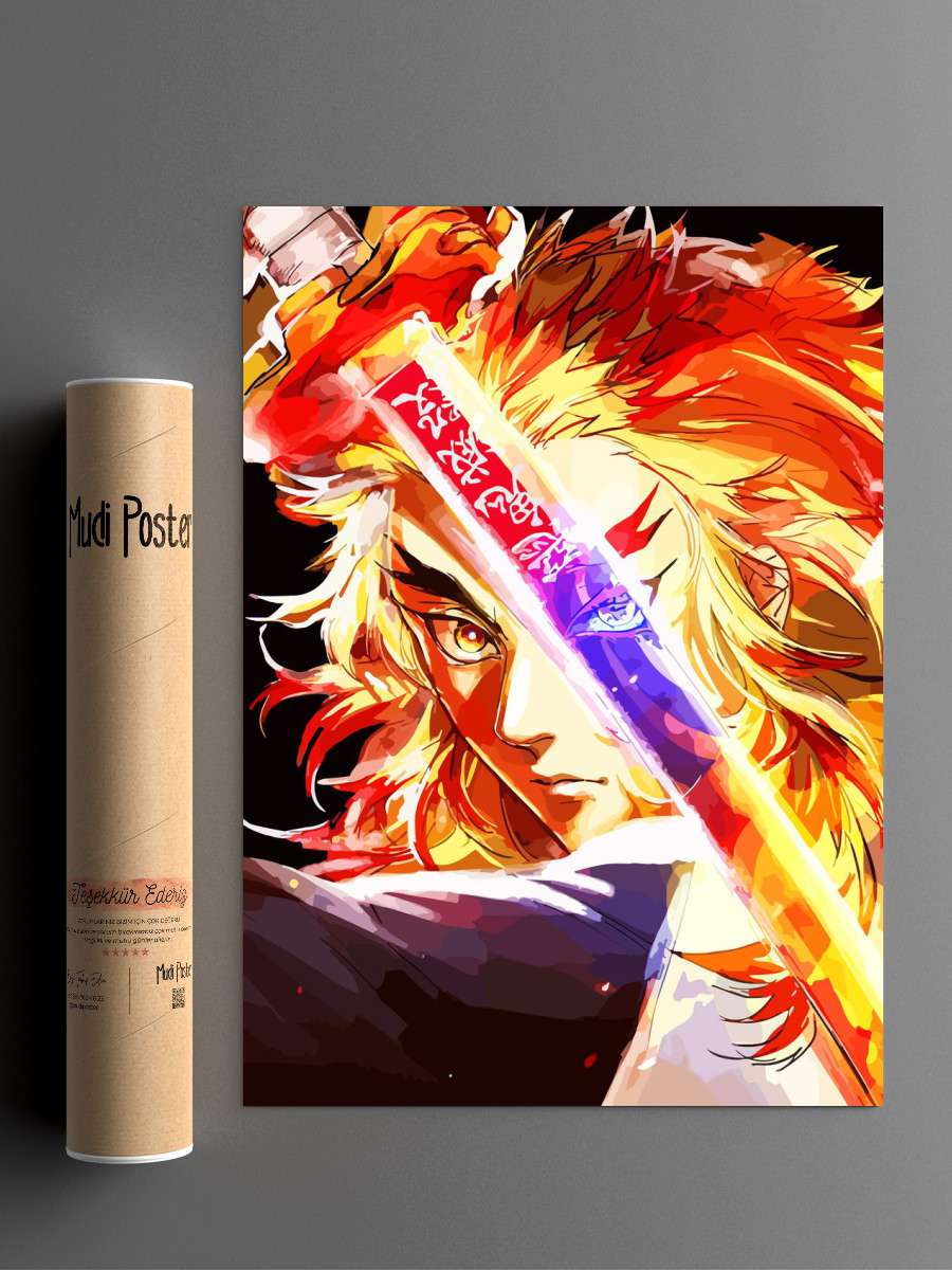 Demon Slayer Rengoku Anime Poster Çerçevesiz Yüksek Kalite Anime Duvar Poster