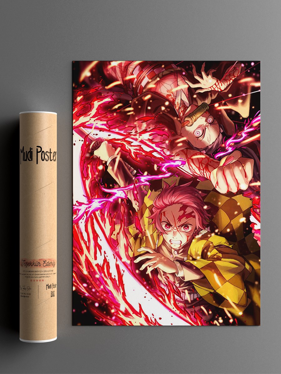 Demon Slayer Tanjiro Anime Poster Çerçevesiz Yüksek Kalite Anime Duvar Poster