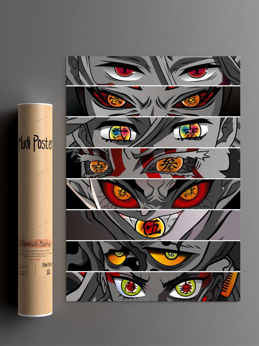 Demon Slayer Upper Moon Anime Poster Çerçevesiz Yüksek Kalite Anime Duvar Poster