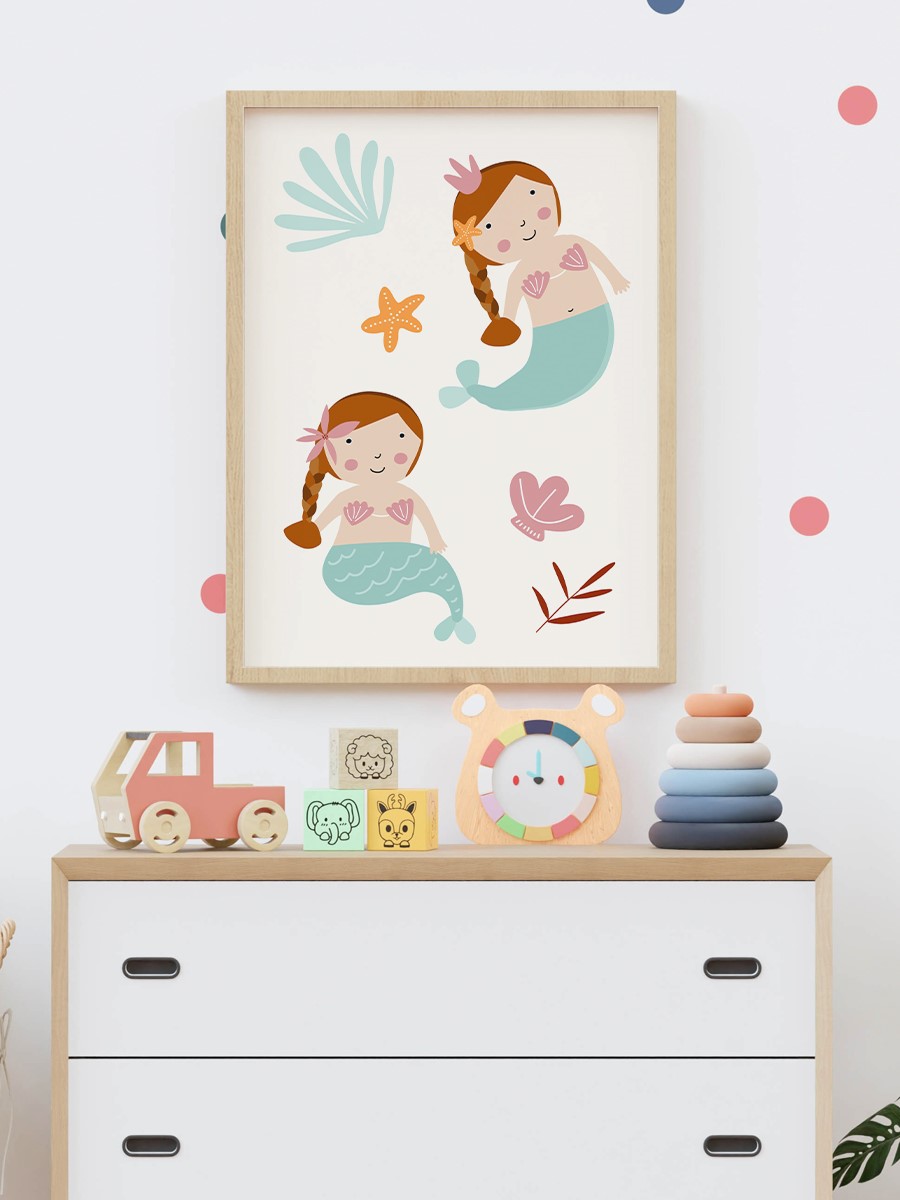 Deniz Kızı Çocuk Odası Duvar Poster, Bebek Odası, Dekoratif Poster Çerçevesiz