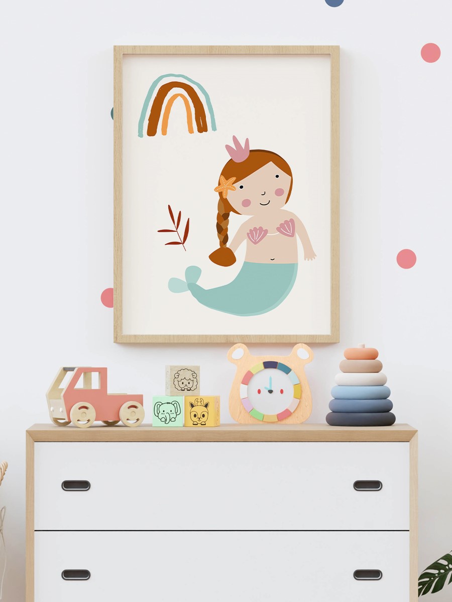 Deniz Kızı Çocuk Odası Duvar Poster, Bebek Odası, Dekoratif Poster Çerçevesiz