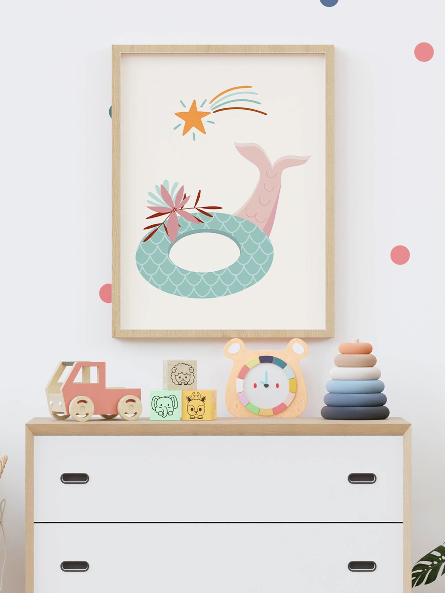 Deniz Kızı Çocuk Odası Duvar Poster, Bebek Odası, Dekoratif Poster Çerçevesiz