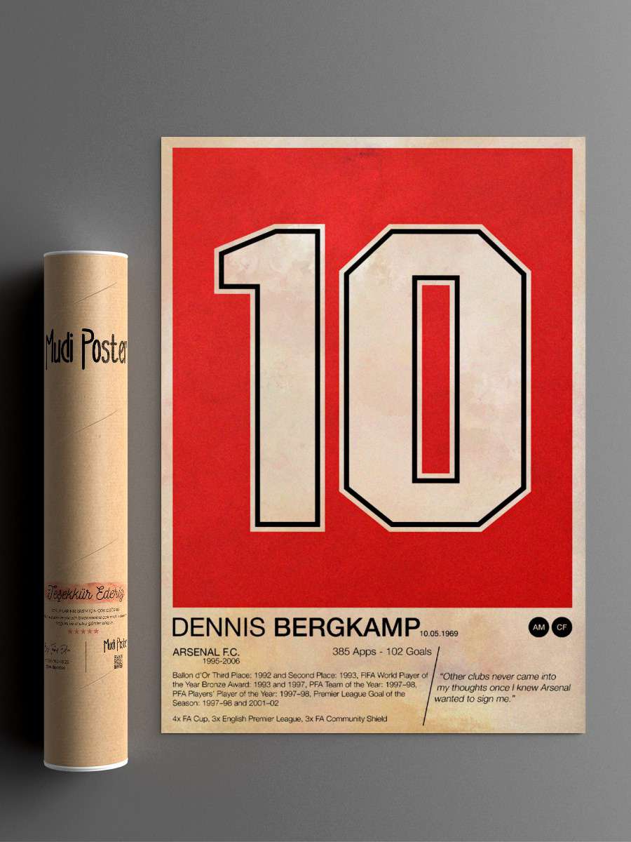 Dennis Bergkamp Futbol Poster Çerçevesiz Yüksek Kalite Futbolcu Duvar Poster
