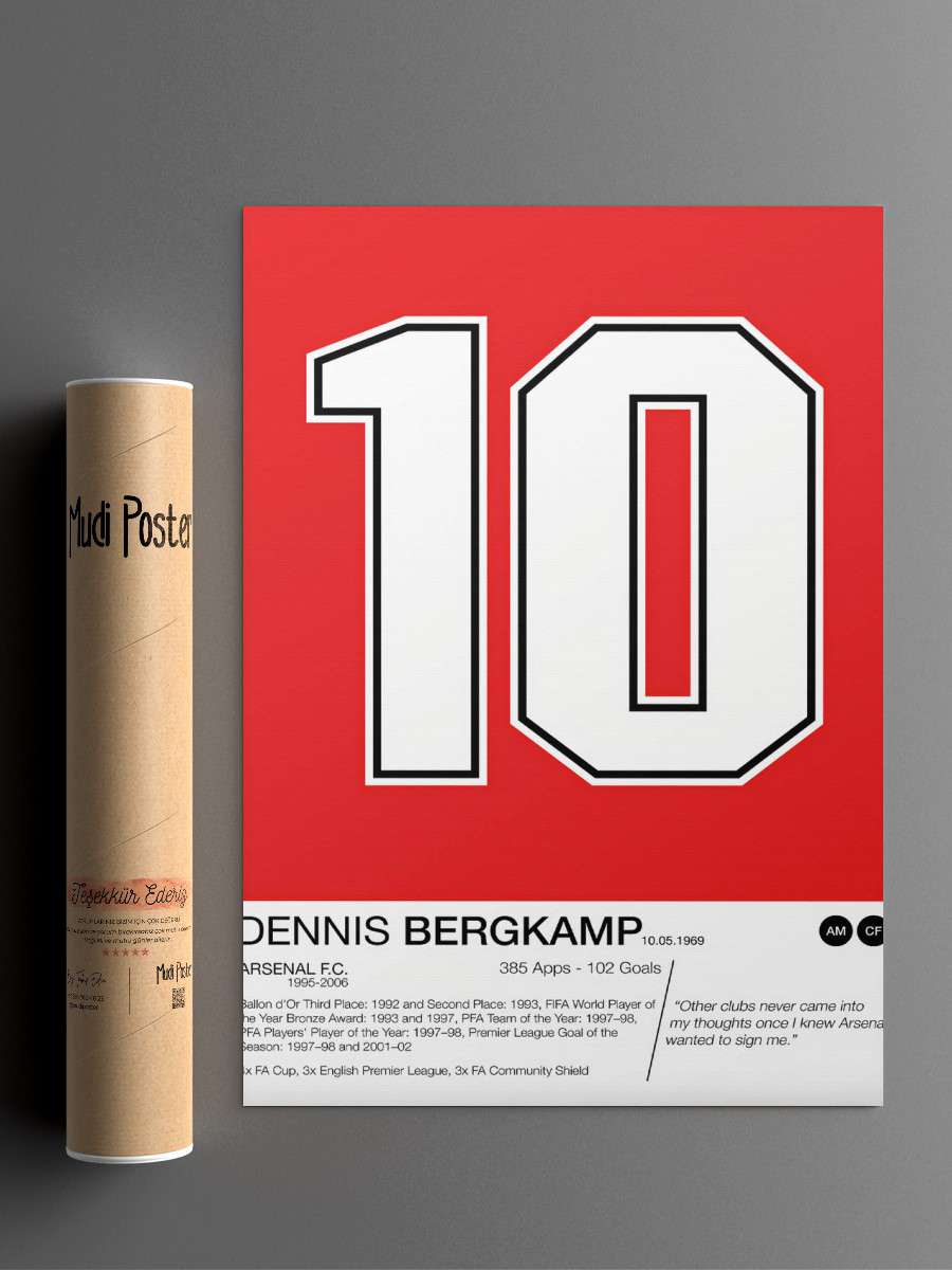 Dennis Bergkamp Futbol Poster Çerçevesiz Yüksek Kalite Futbolcu Duvar Poster