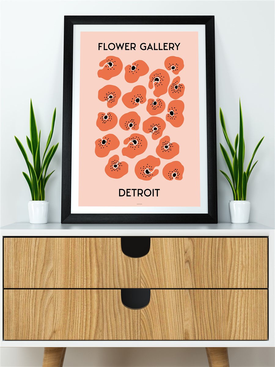Detroit Soyut Çiçek Modern Poster Çerçevesiz Duvar Tablosu Sanatsal Poster