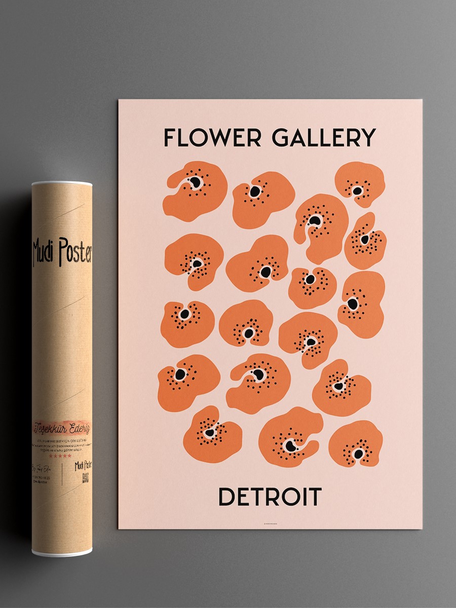 Detroit Soyut Çiçek Modern Poster Çerçevesiz Duvar Tablosu Sanatsal Poster