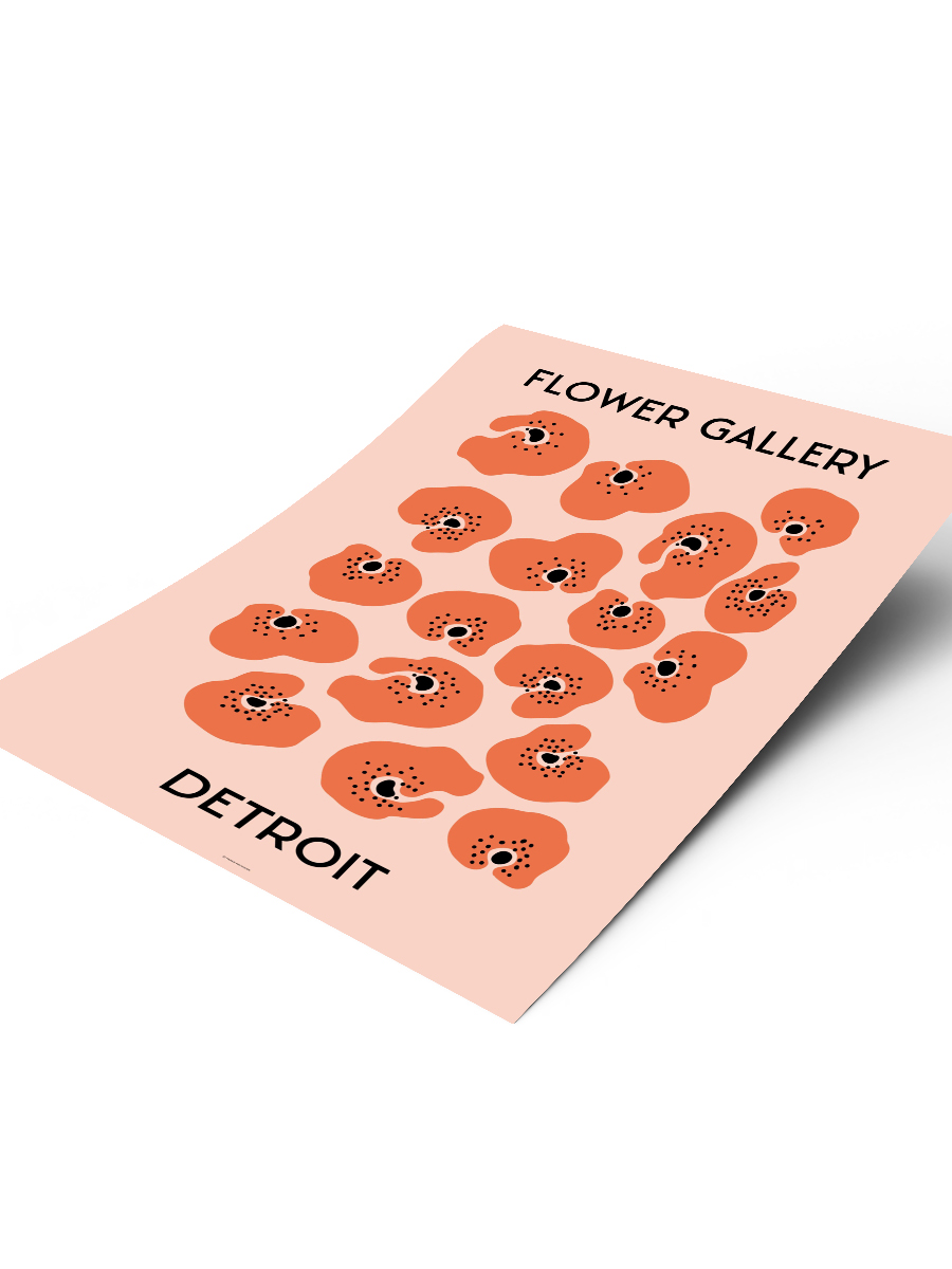 Detroit Soyut Çiçek Modern Poster Çerçevesiz Duvar Tablosu Sanatsal Poster