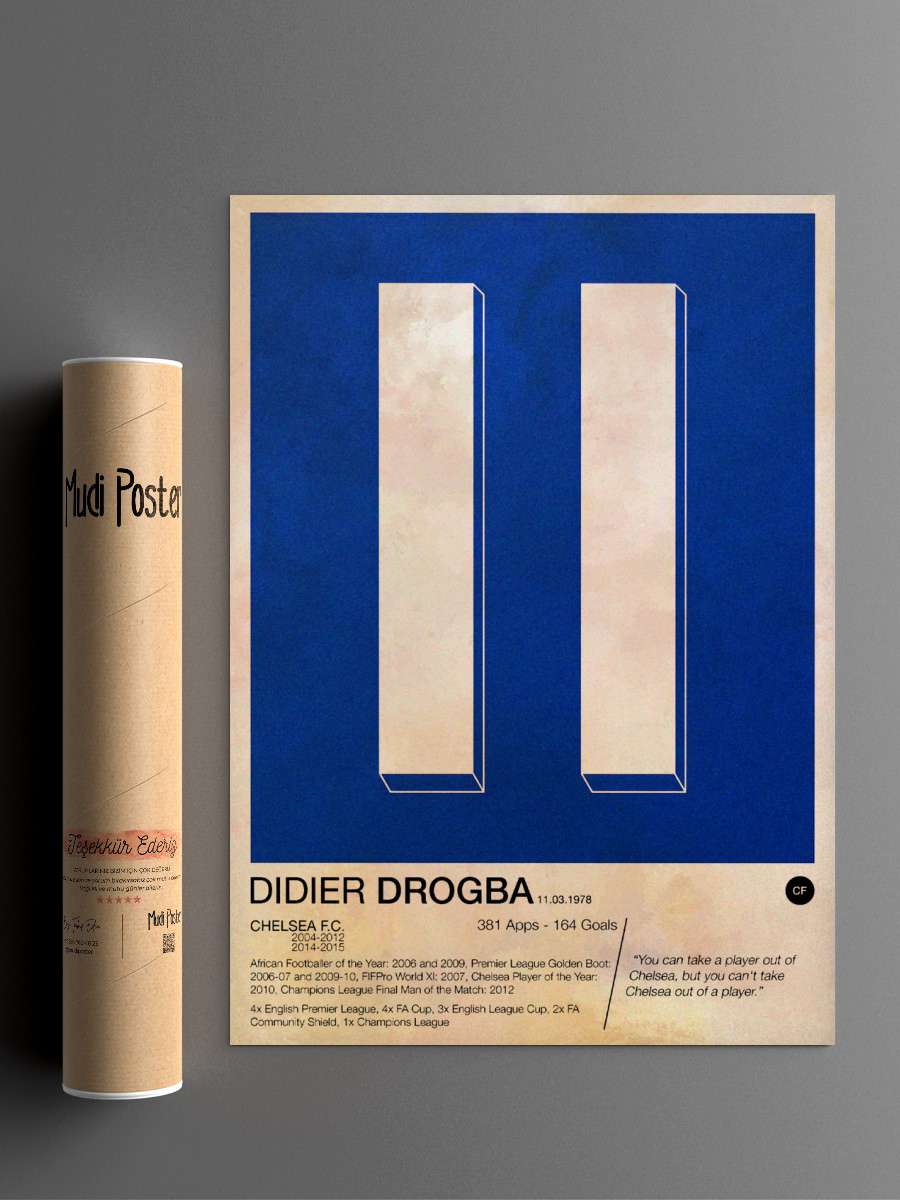 Didier Drogba Futbol Poster Çerçevesiz Yüksek Kalite Futbolcu Duvar Poster