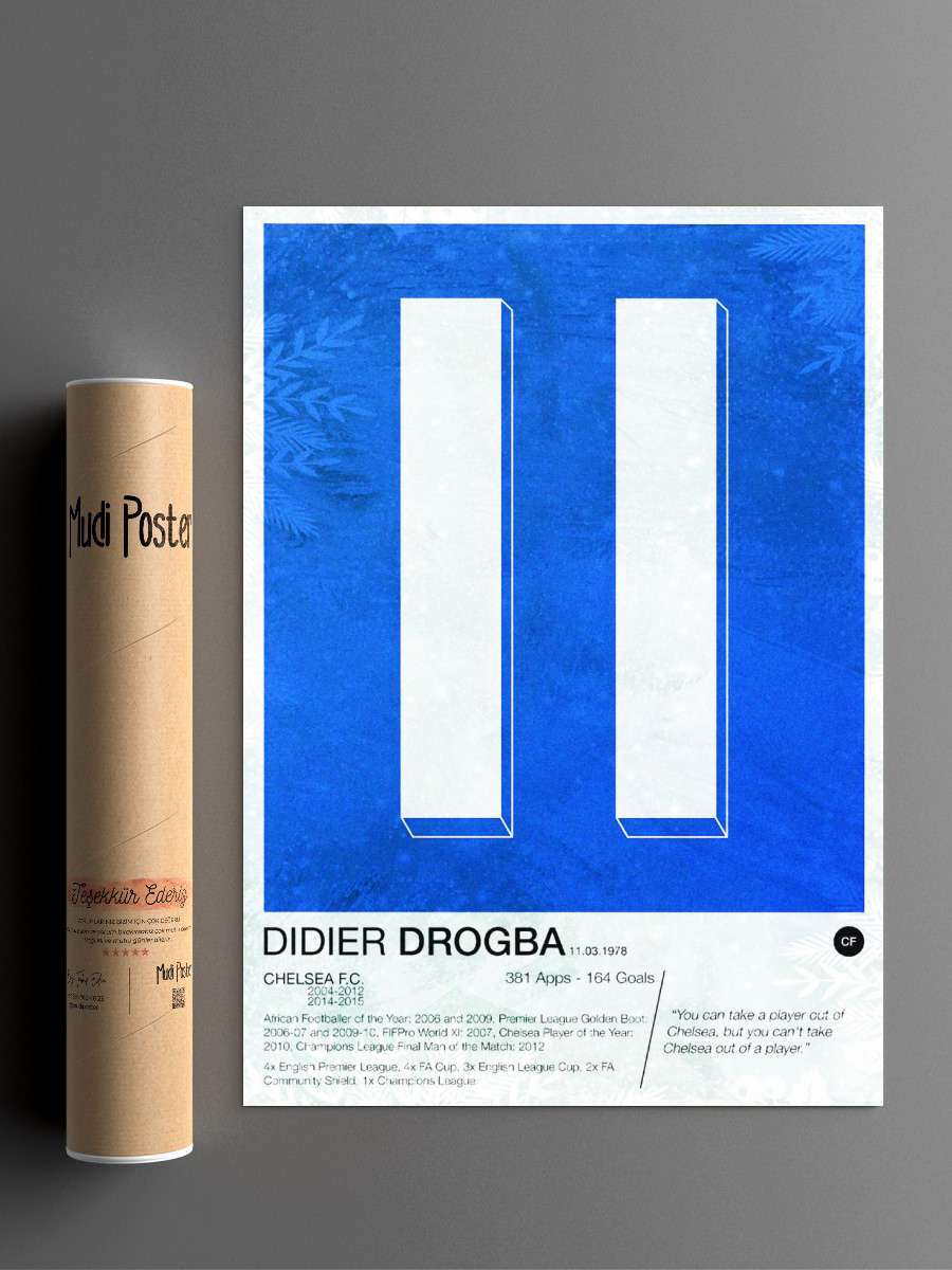 Didier Drogba Futbol Poster Çerçevesiz Yüksek Kalite Futbolcu Duvar Poster