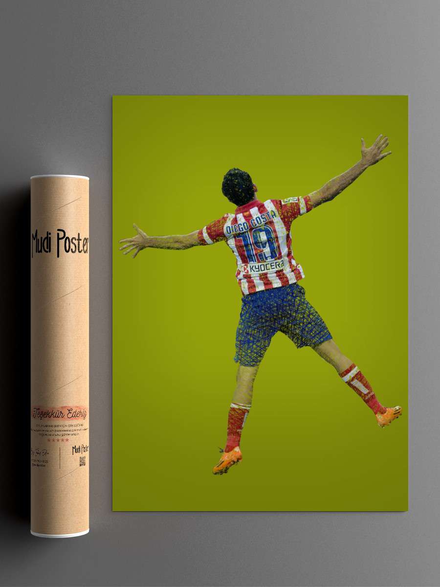 Diego Costa Futbol Poster Çerçevesiz Yüksek Kalite Futbolcu Duvar Poster