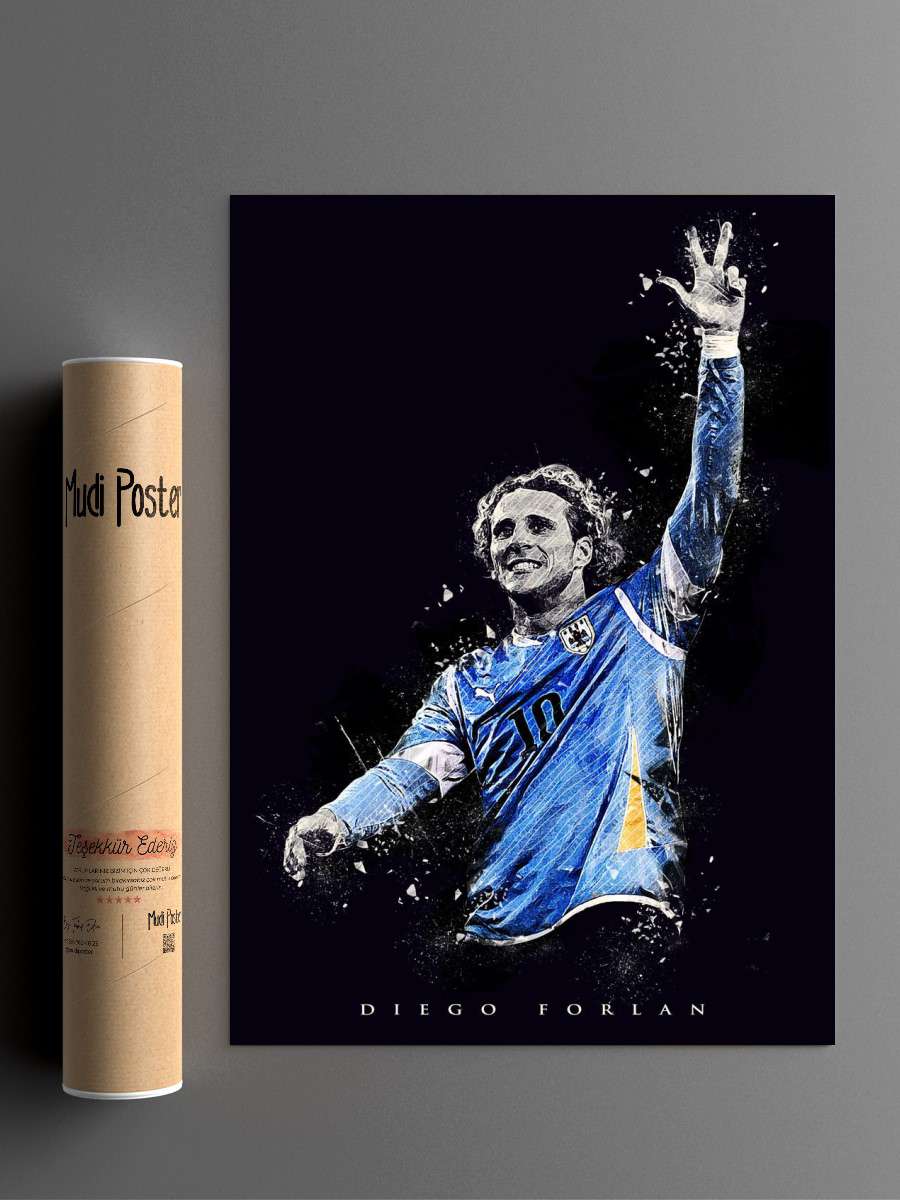 Diego Forlan Futbol Poster Çerçevesiz Yüksek Kalite Futbolcu Duvar Poster