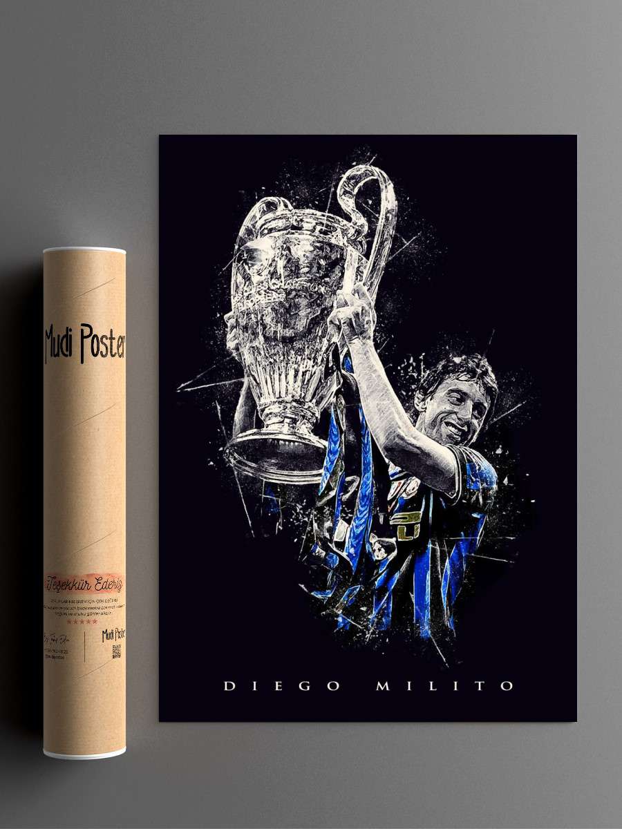 Diego Milito Futbol Poster Çerçevesiz Yüksek Kalite Futbolcu Duvar Poster