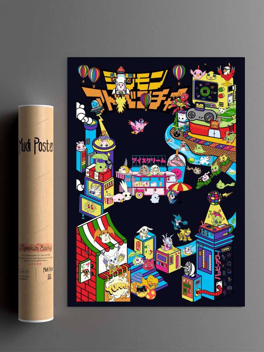 Digital Friends Anime Poster Çerçevesiz Yüksek Kalite Anime Duvar Poster